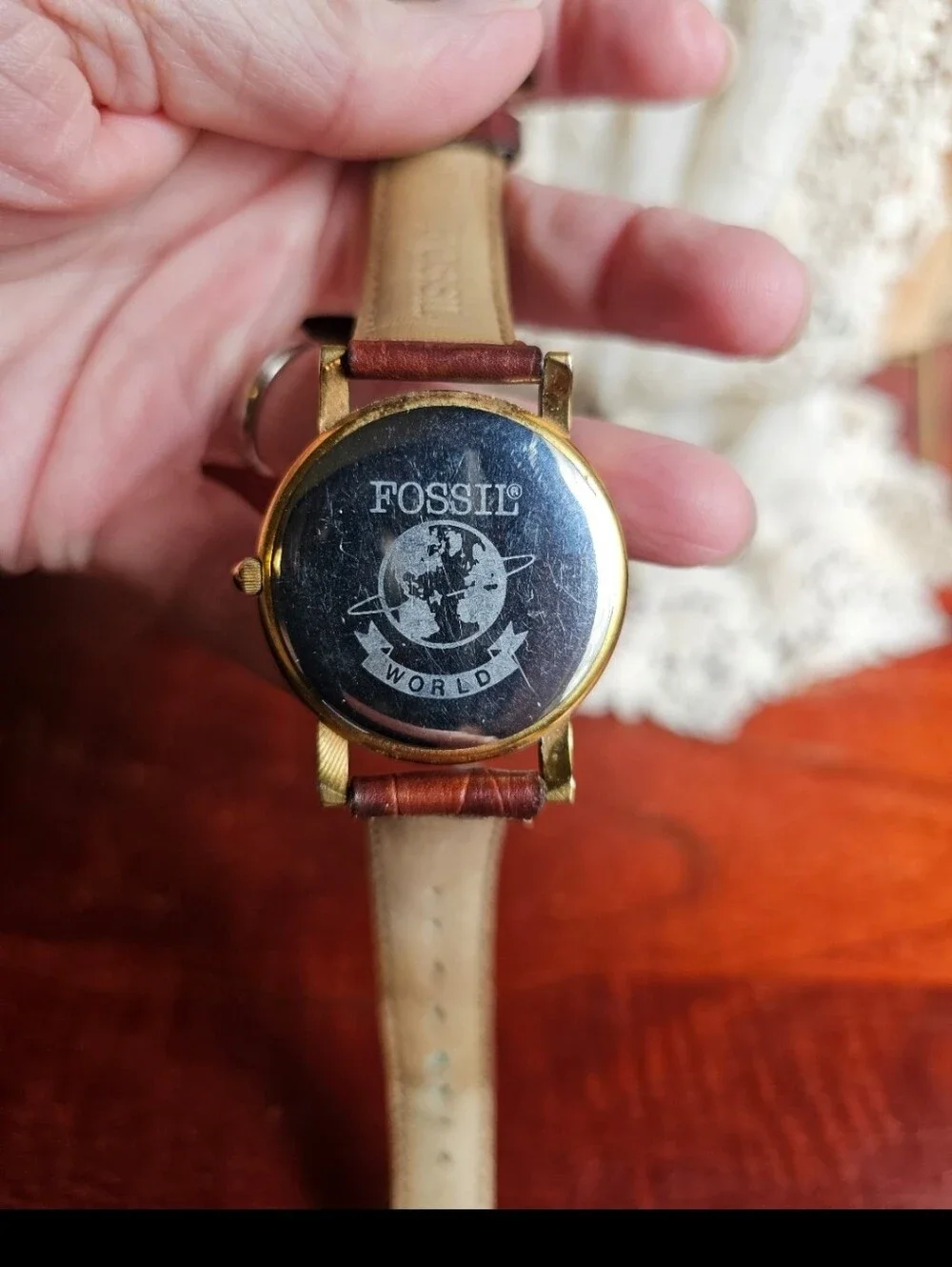 Fossil Brown Leather Strap Watch with Gold Case